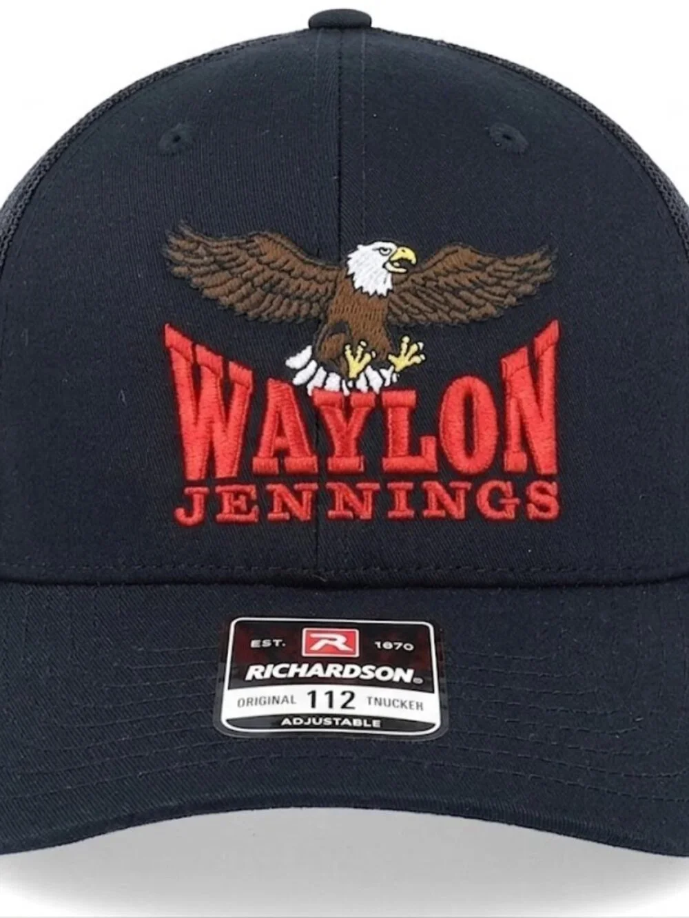 Retro Waylon Jennings Eagle Embroider Hat Richardson 112 Black Cap Outlaw Countr